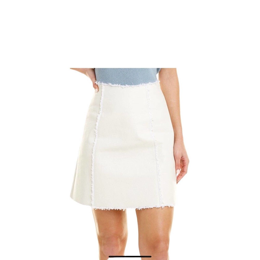 St. John Women’s White Made In Italy Leather Great For Spring  Trim Skirt NEW 10